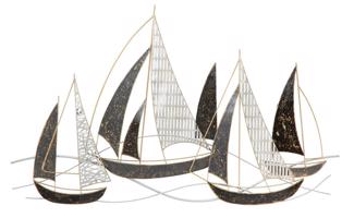 Fali dekoráció, vitorlás hajók, antracit, ezüst - PETIS BATEAUX - Butopêa